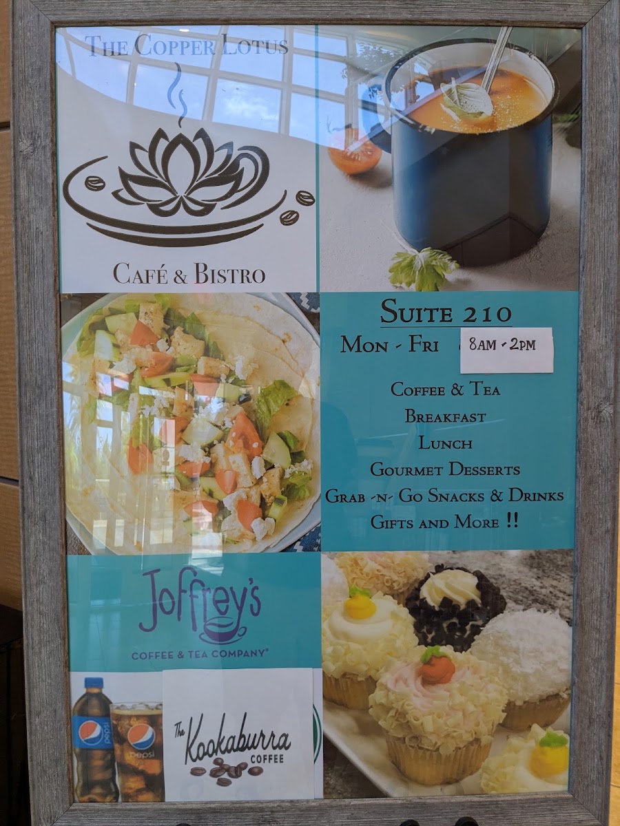 Copper Lotus Café & Bistro menu board
