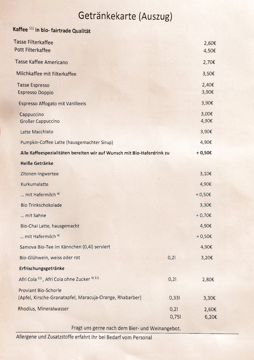 Mühlencafé menu board