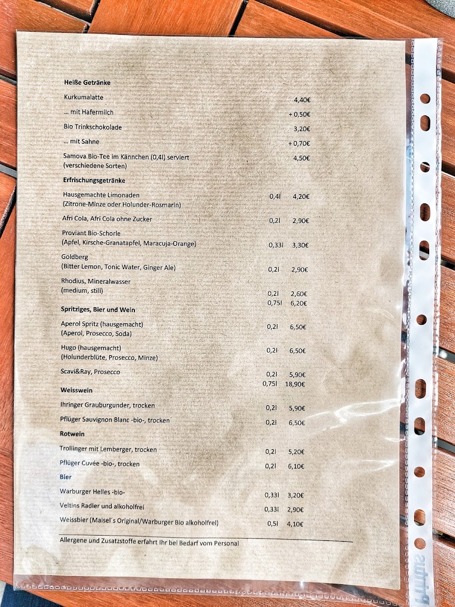 Mühlencafé menu board