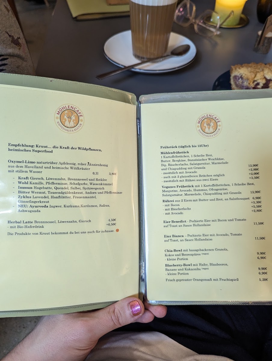 Mühlencafé menu board