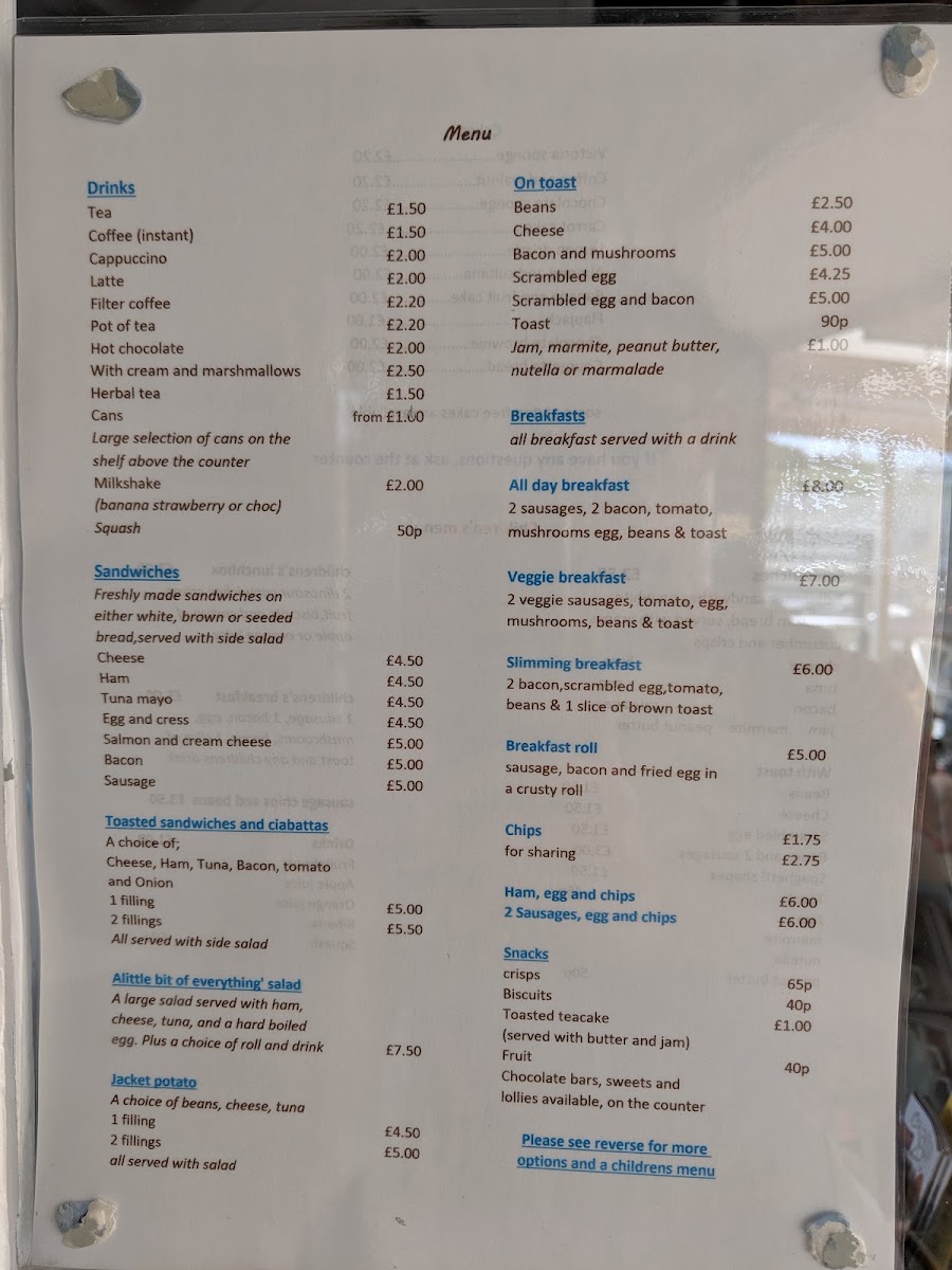 Pit Stop Cafe menu board