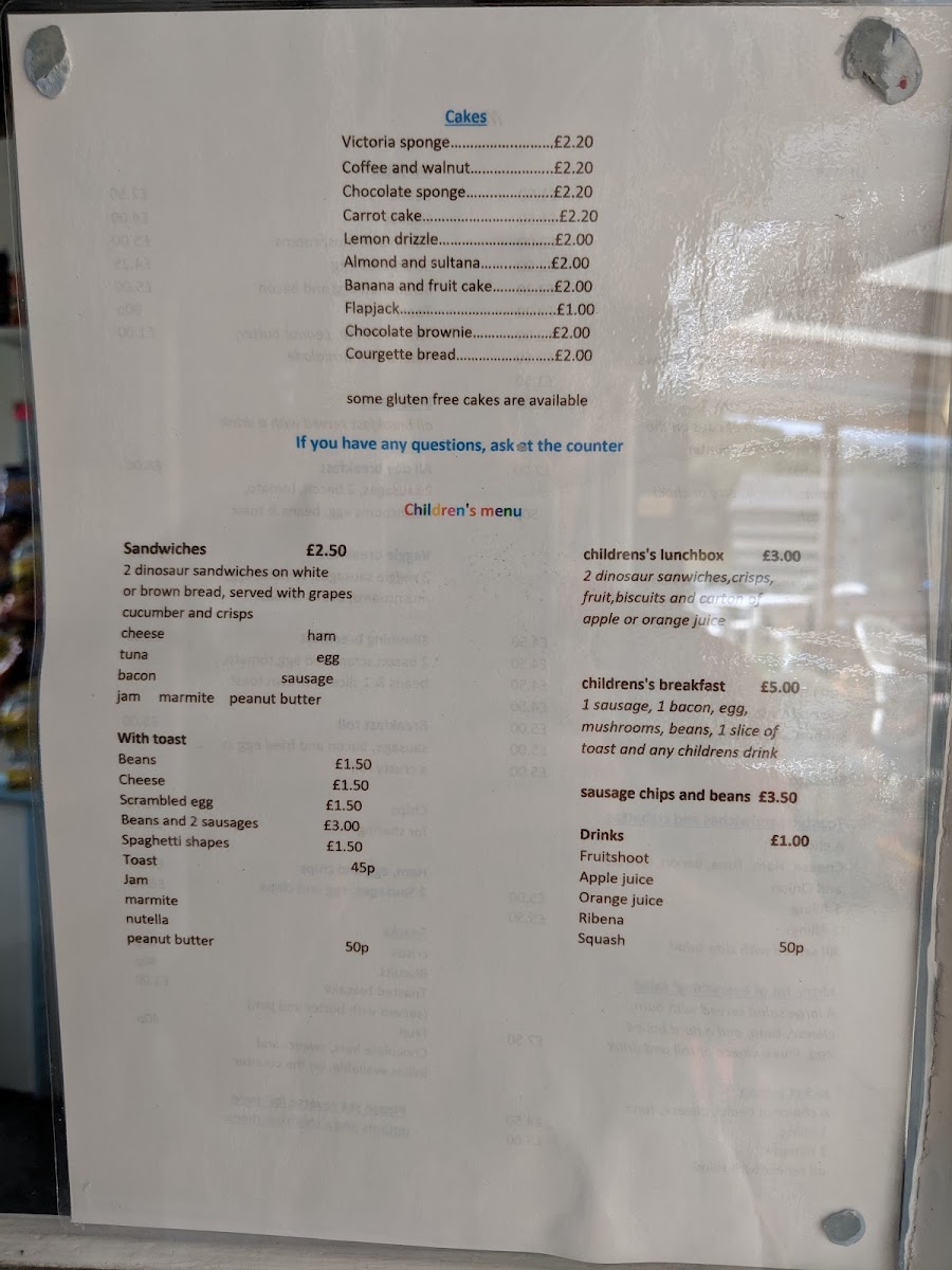 Pit Stop Cafe menu board