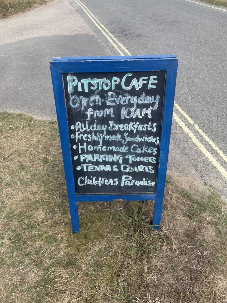 Pit Stop Cafe menu board