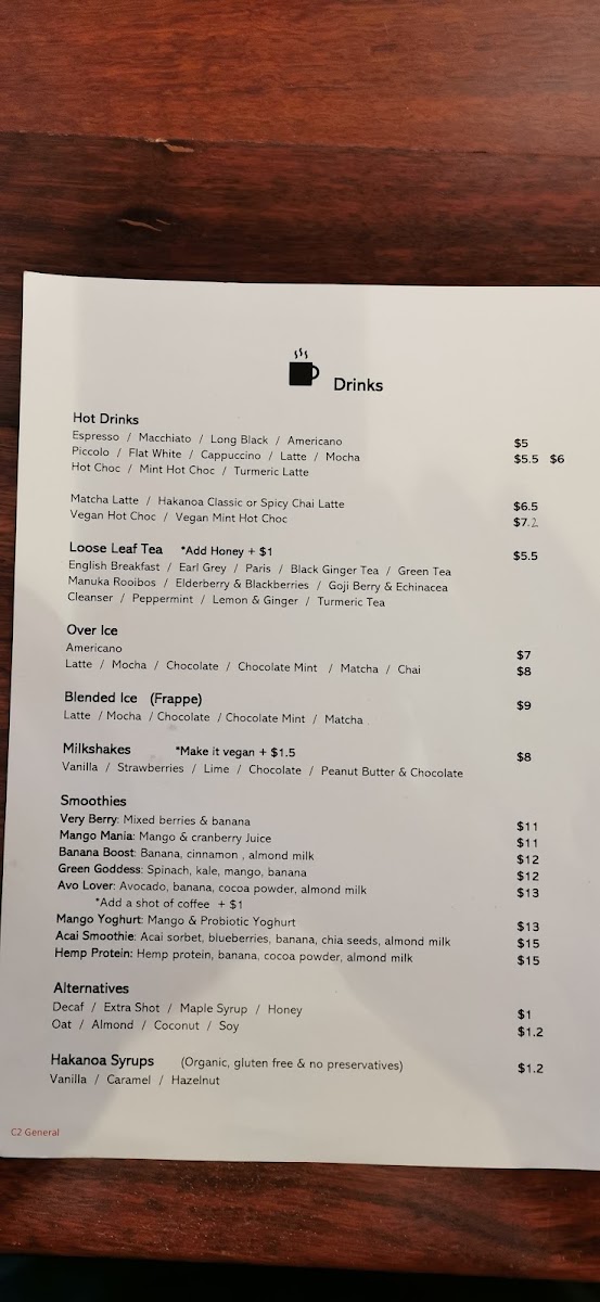 BEANEE Eatery menu board