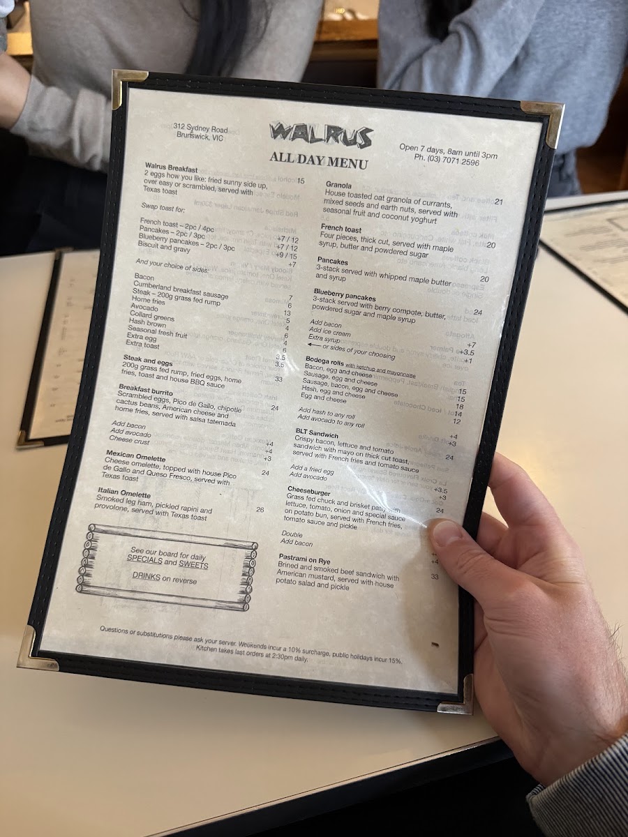 Walrus menu board