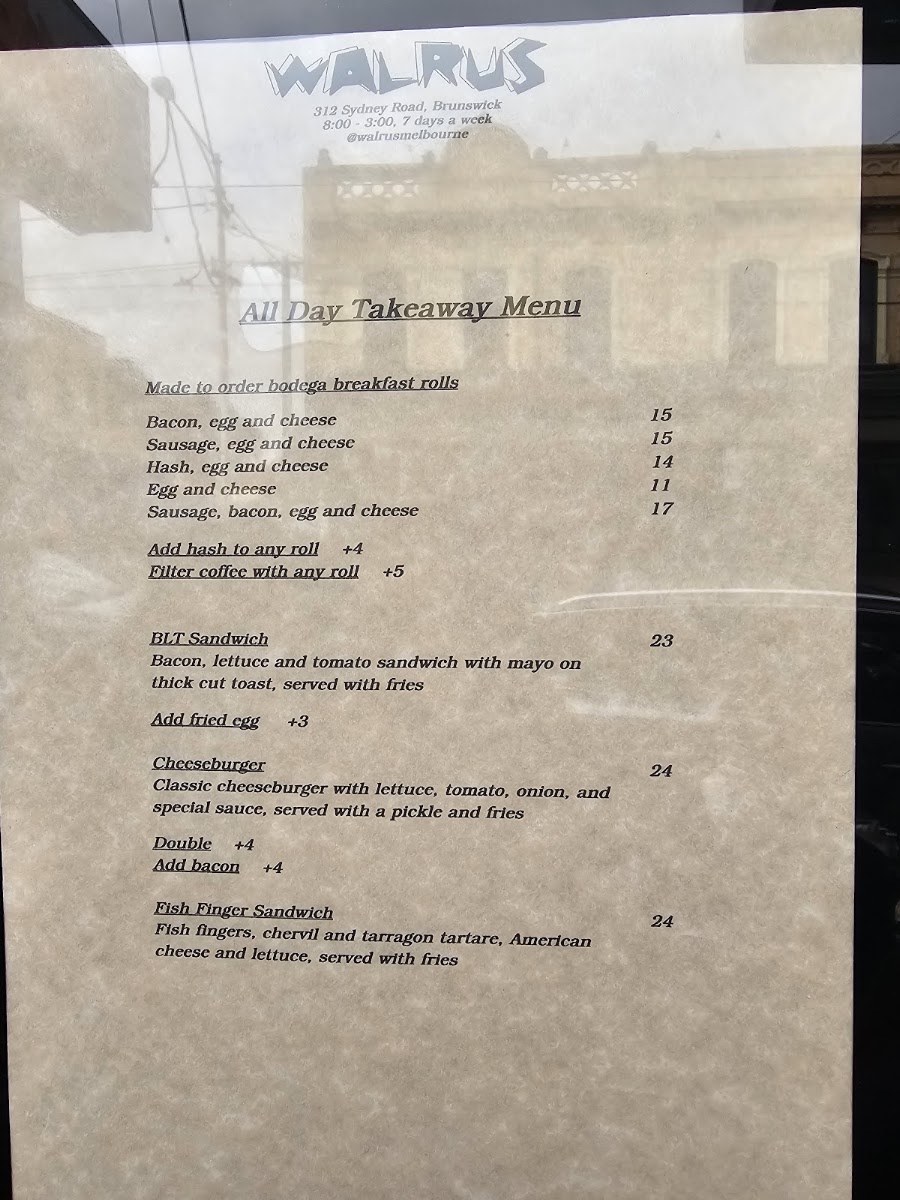 Walrus menu board