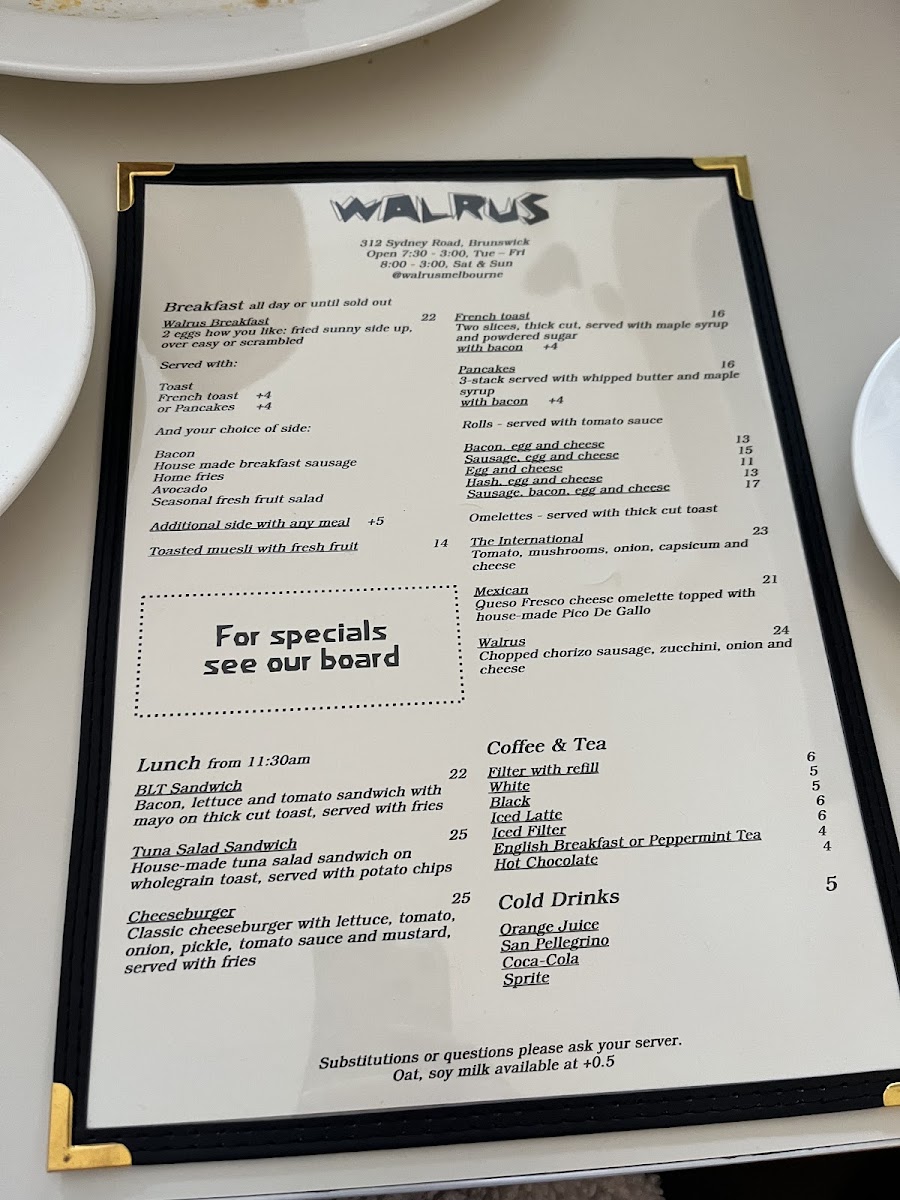 Walrus menu board