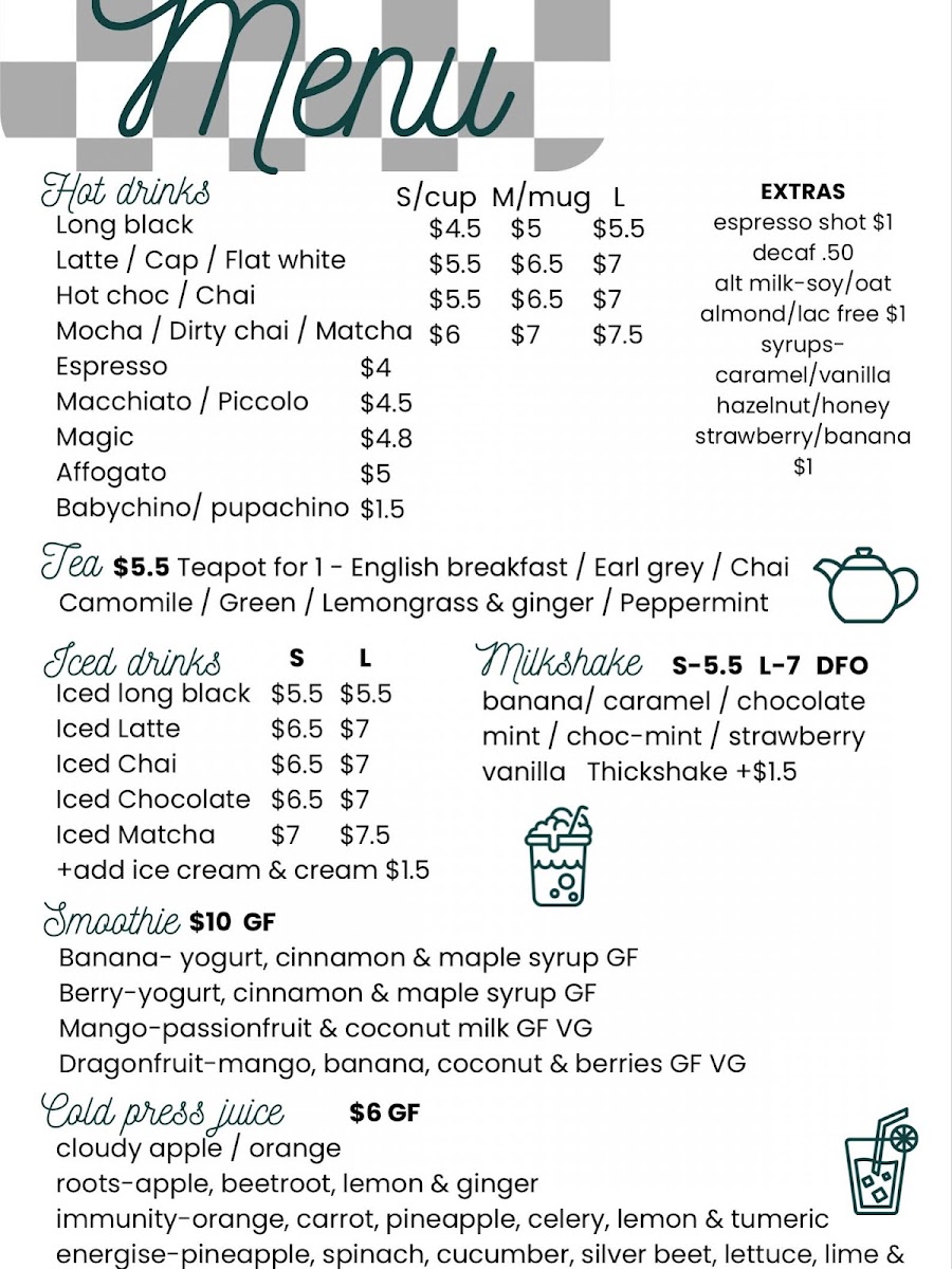 Thorne Street Cafe menu board