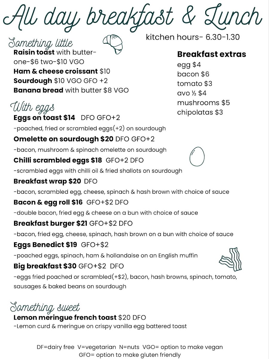 Thorne Street Cafe menu board