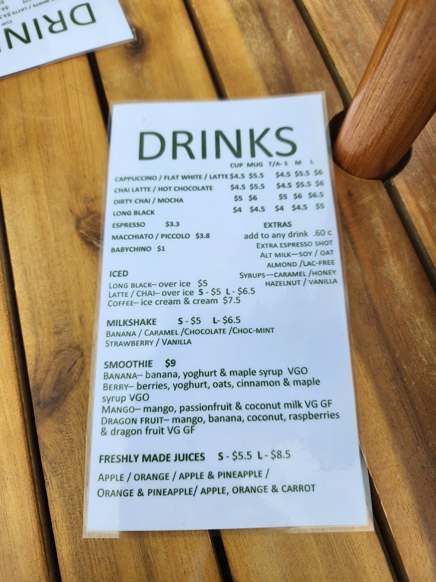 Thorne Street Cafe menu board