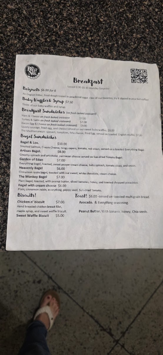 River Nile Cafe Westside menu board