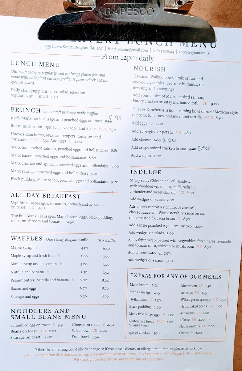 The Eatery menu board