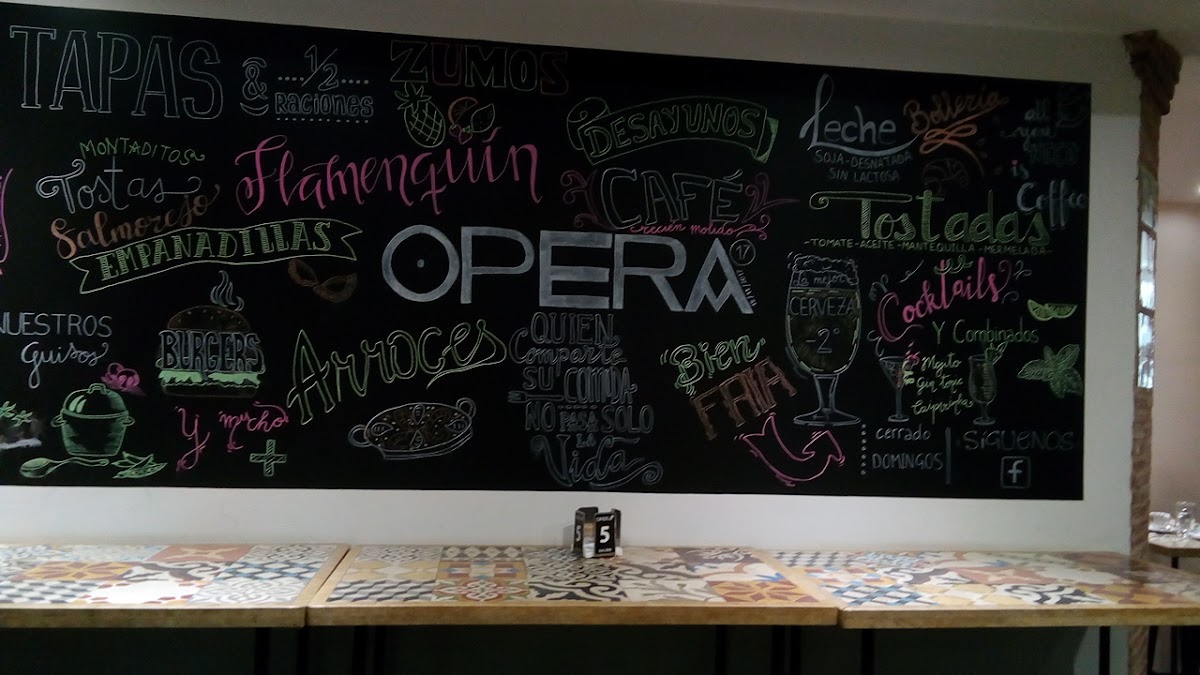 Ópera 17 menu board