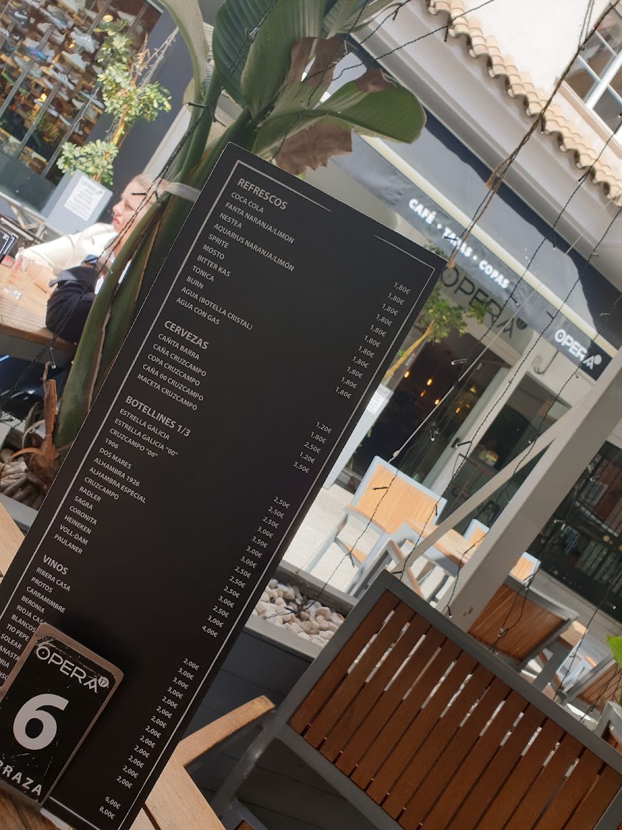Ópera 17 menu board