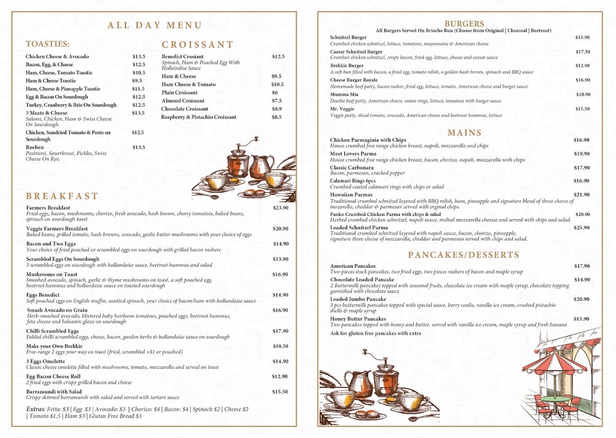 Coffee Life Trafalgar menu board