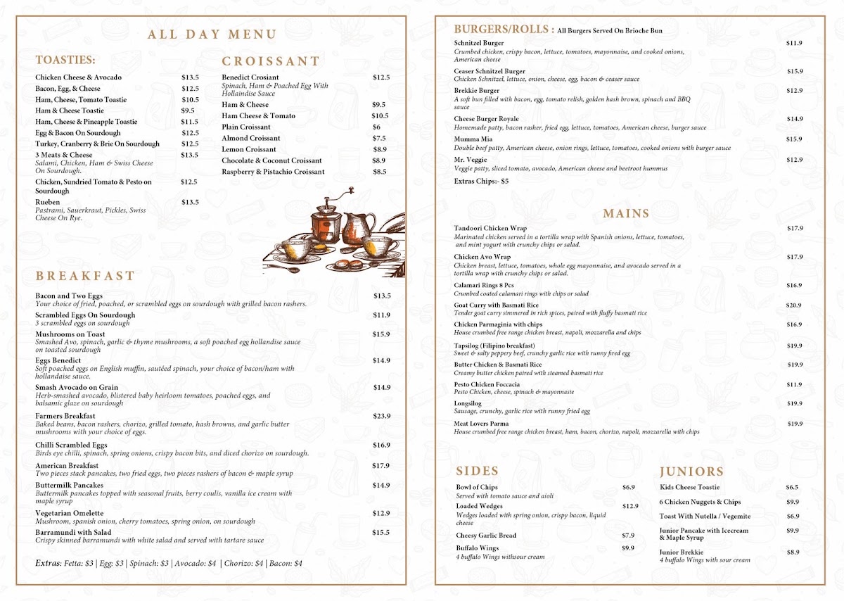 Coffee Life Trafalgar menu board