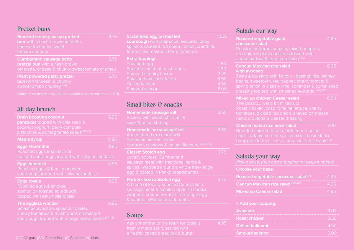 Bla Bla Café menu board
