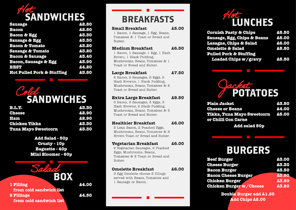 J's Diner menu board