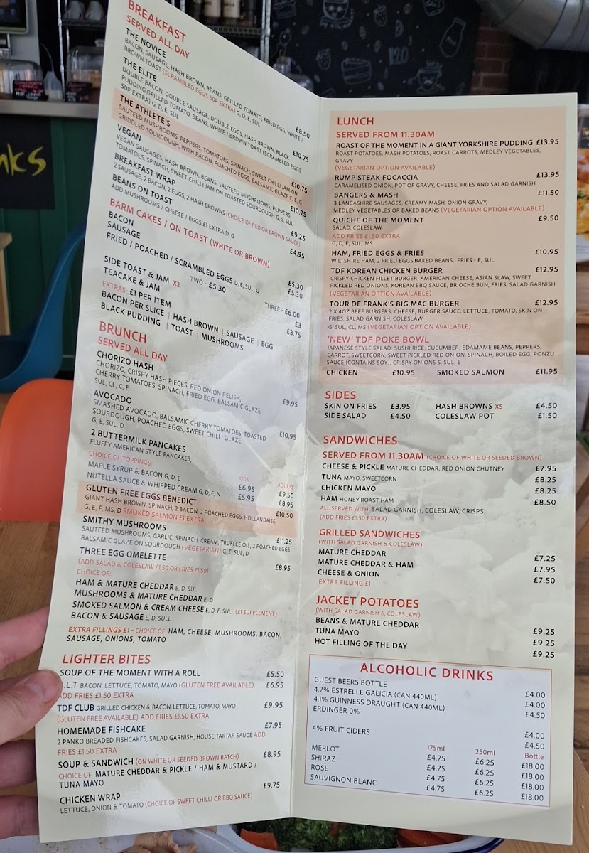 TourDeFranks menu board