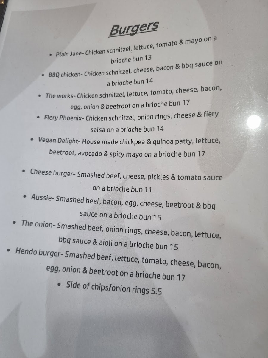 Phoenix Food & Coffee menu board