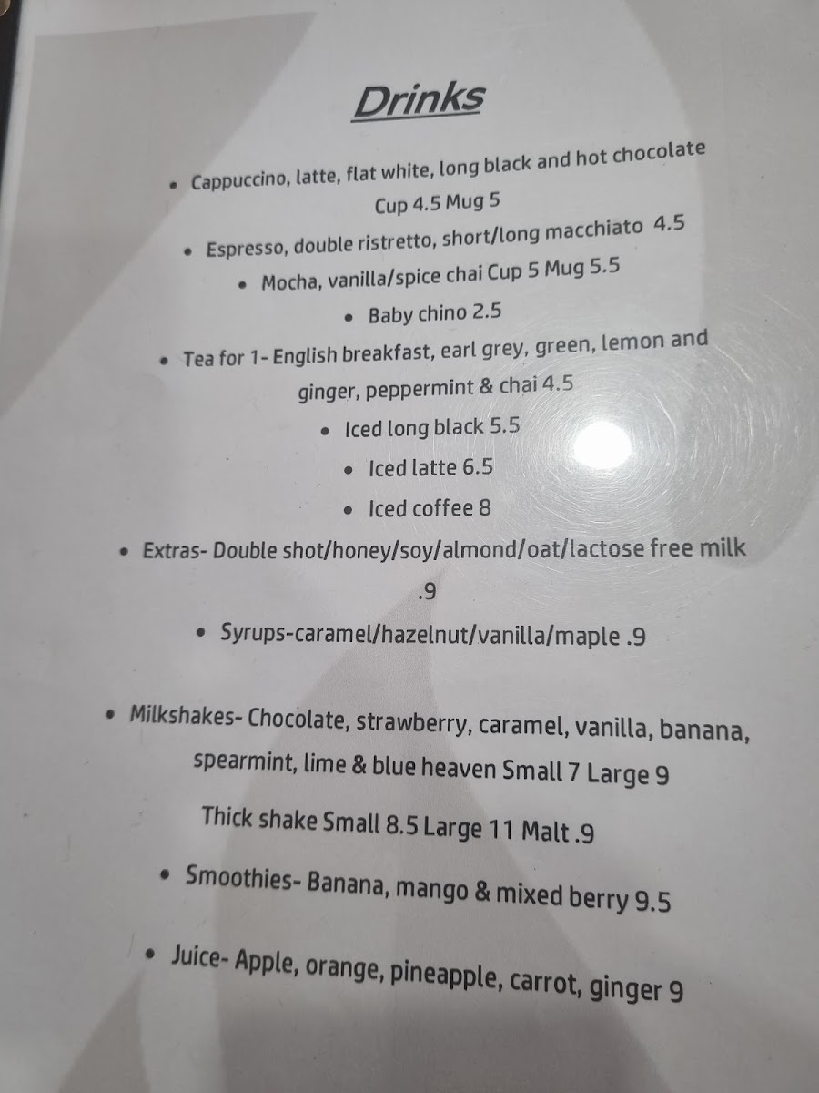 Phoenix Food & Coffee menu board