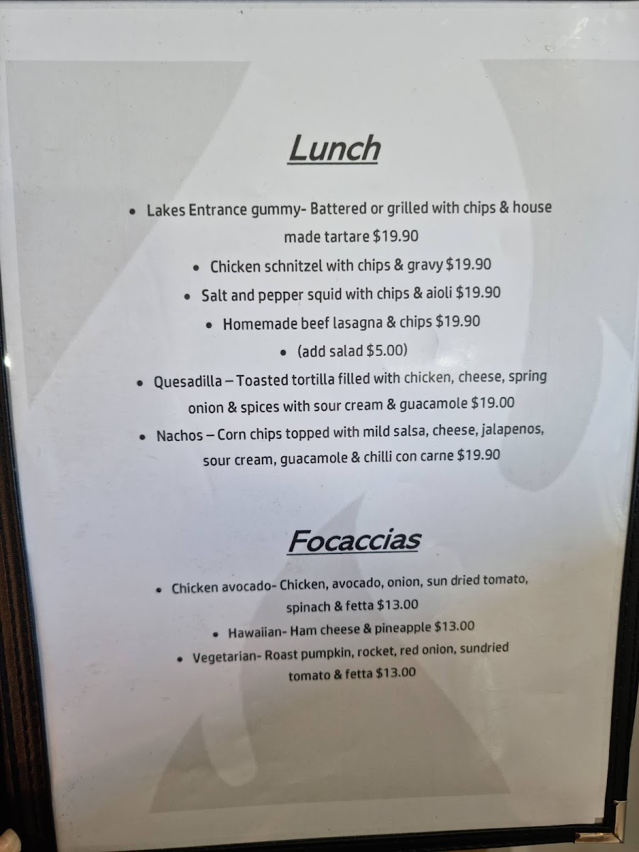 Phoenix Food & Coffee menu board