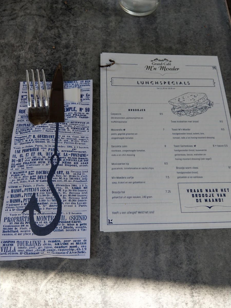 Grandcafé M'n Moeder menu board