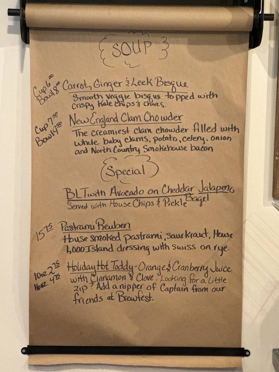 The Eatery by Vermont Bliss menu board