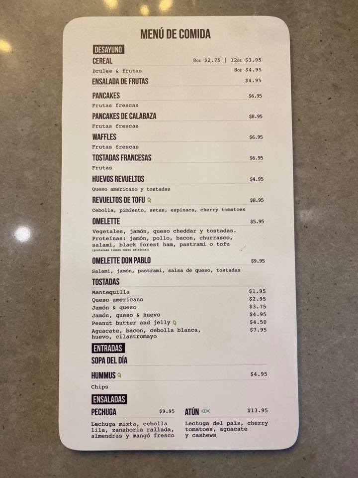 Café Don Juan menu board