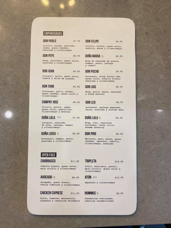 Café Don Juan menu board