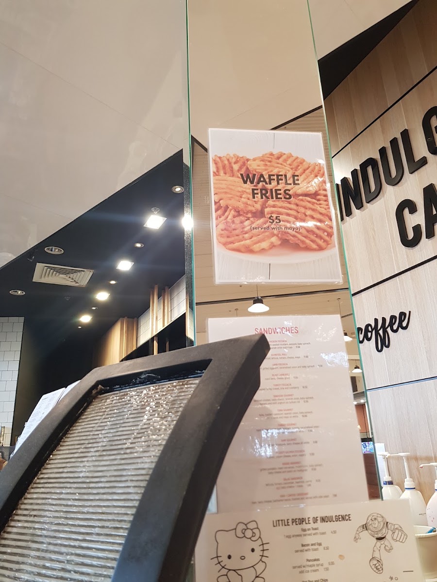 Indulgence Cafe menu board