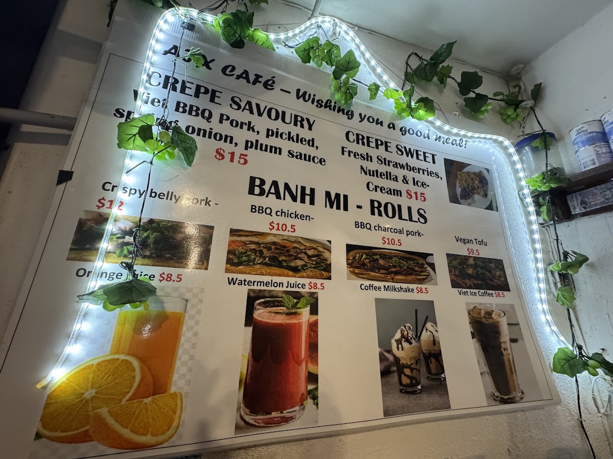 Aix Cafe menu board