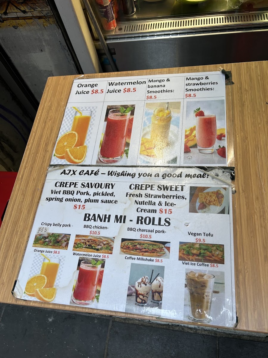 Aix Cafe menu board