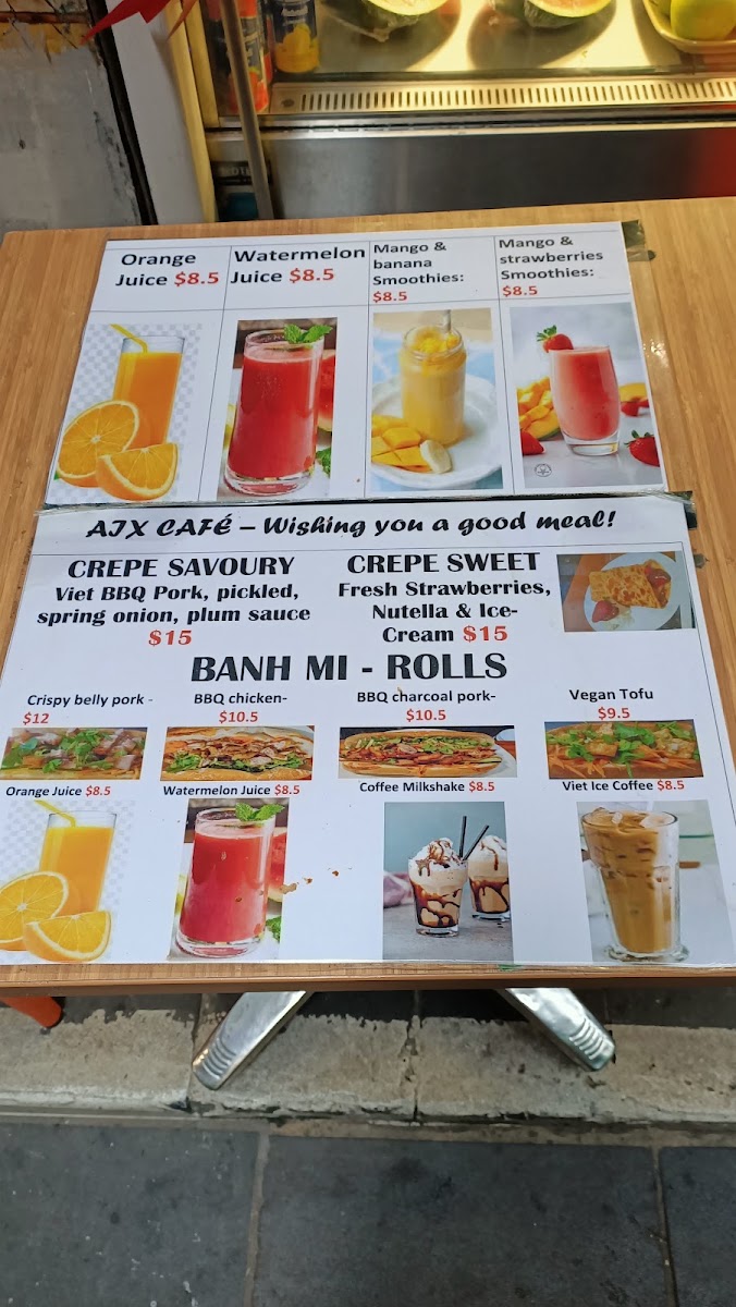Aix Cafe menu board
