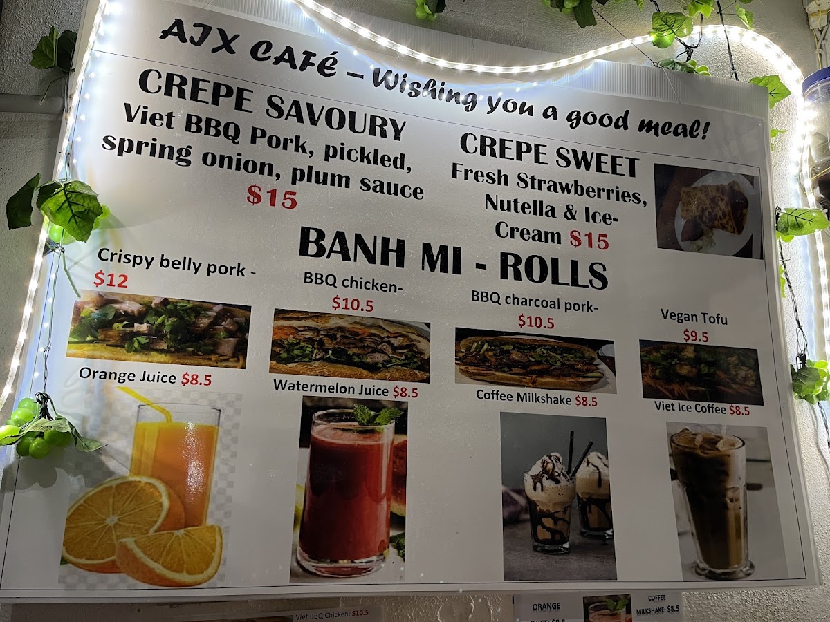 Aix Cafe menu board