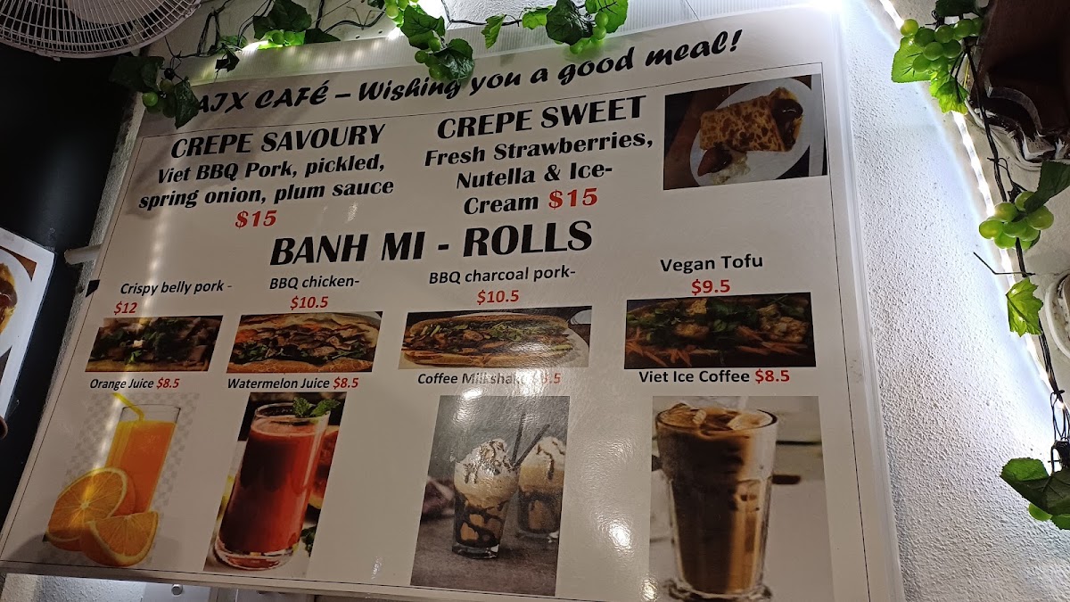 Aix Cafe menu board