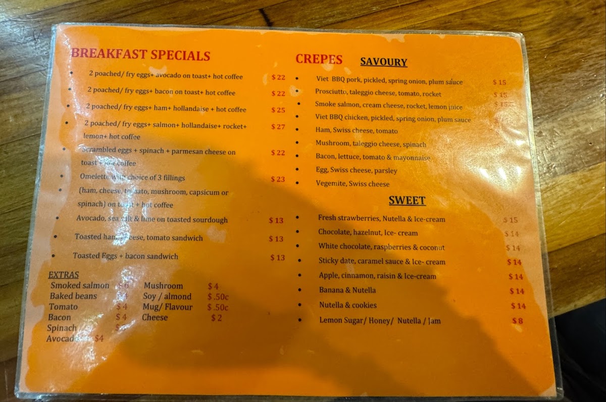 Aix Cafe menu board