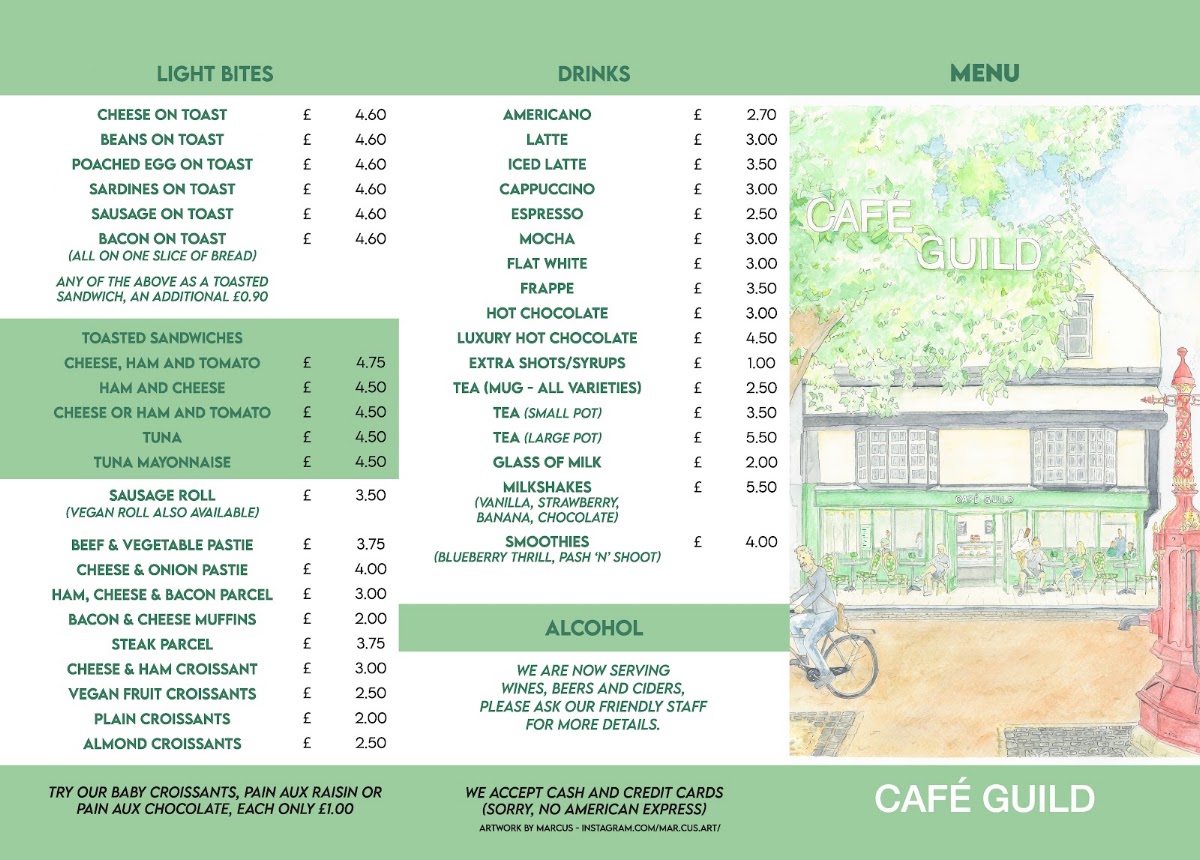 Café Guild menu board
