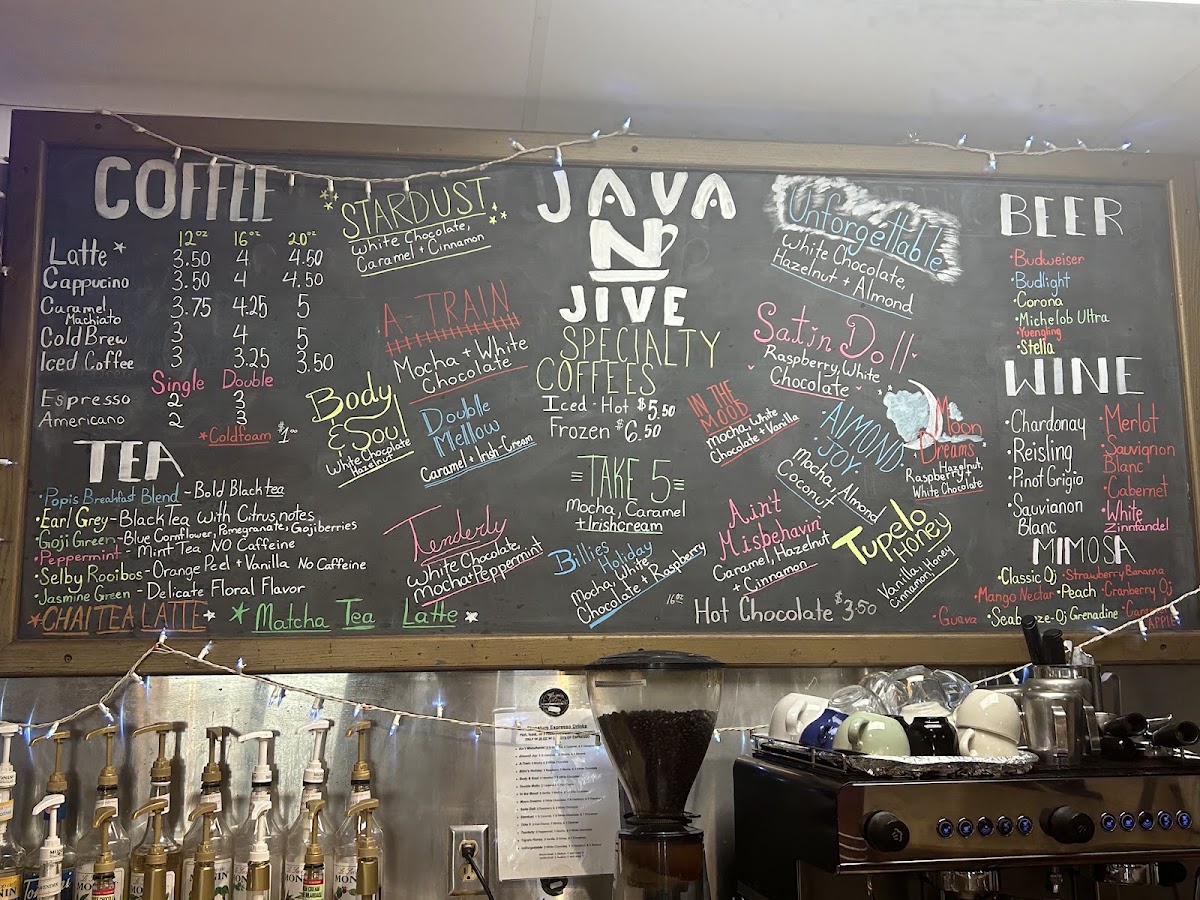 Java N Jive menu board