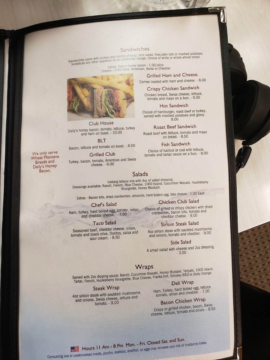 Wolf Point Café menu board