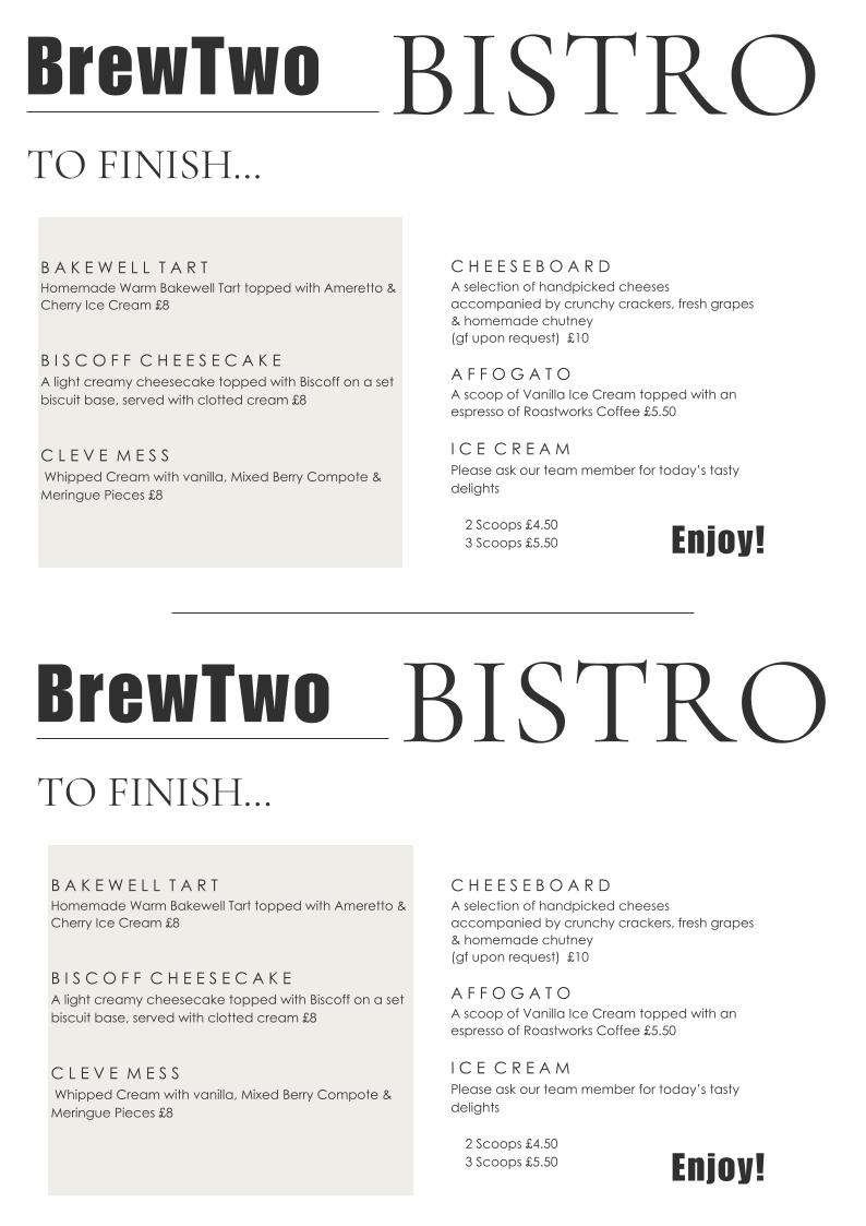 BrewTwo menu board