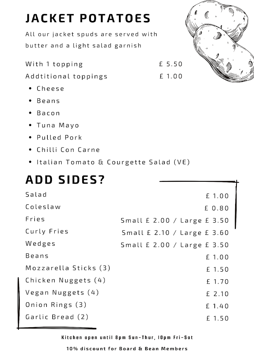 Board & Bean menu board