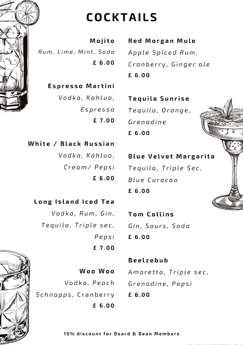 Board & Bean menu board