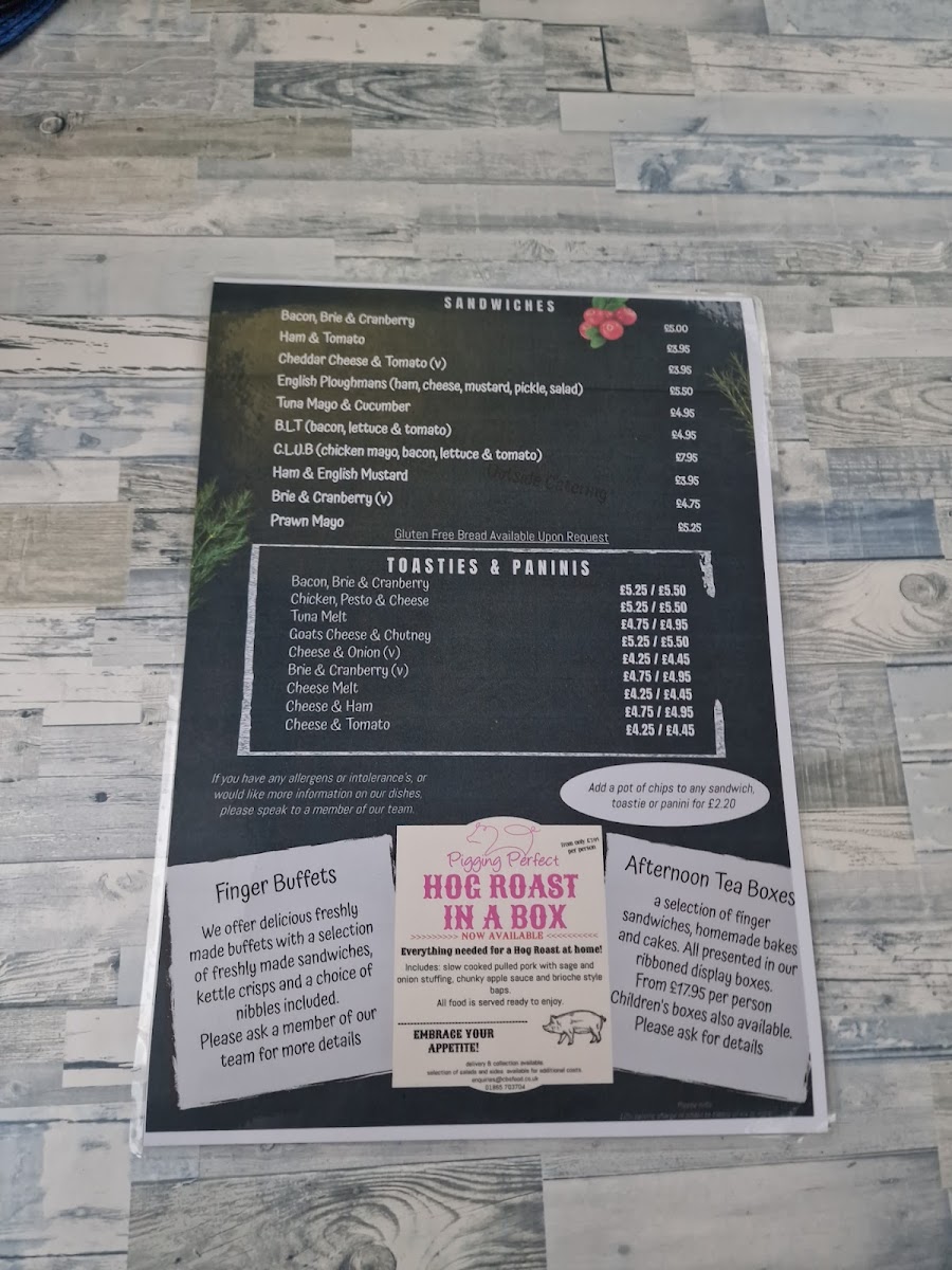 Willow Tree Cafe menu board