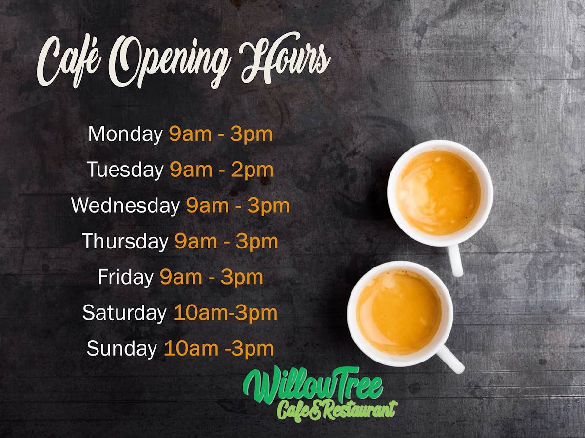 Willow Tree Cafe menu board