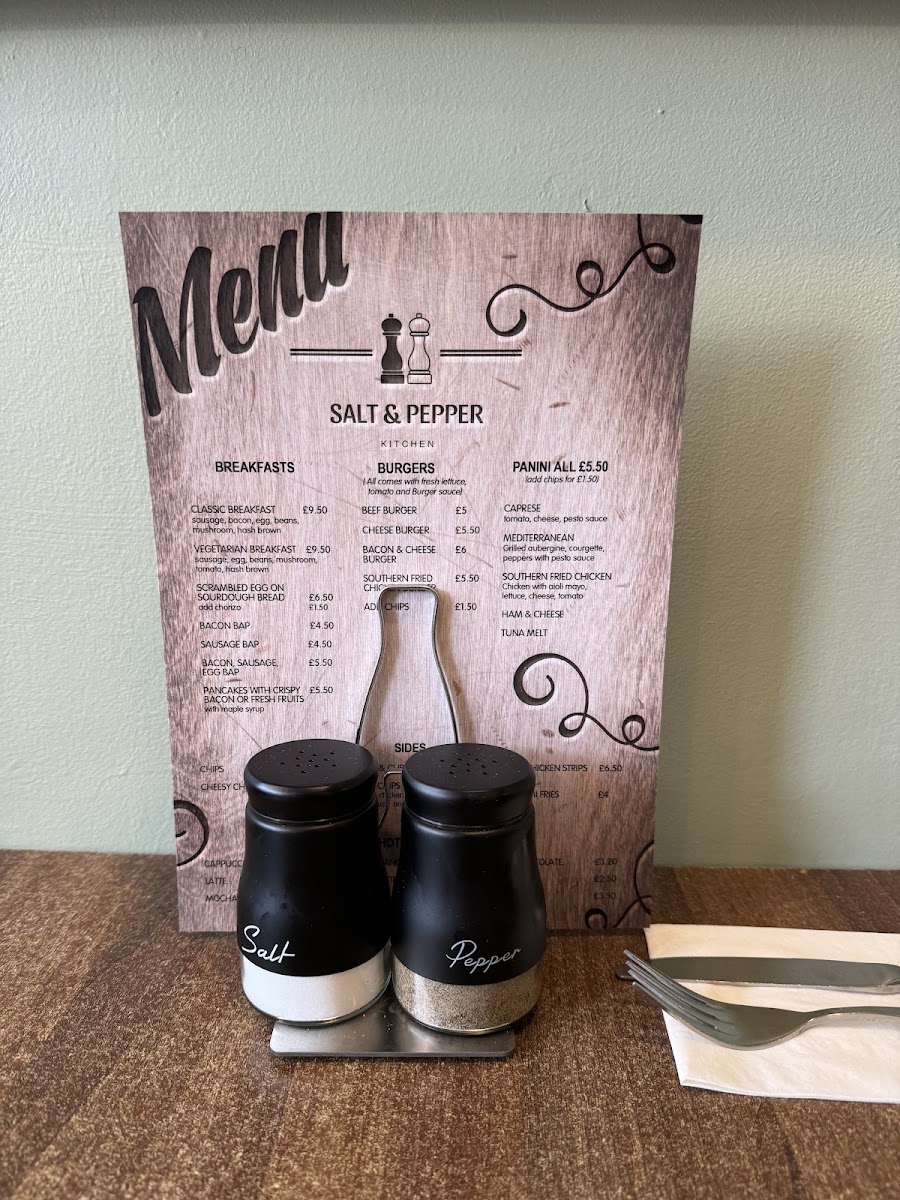 Salt and Pepper Kitchen Plymouth menu board