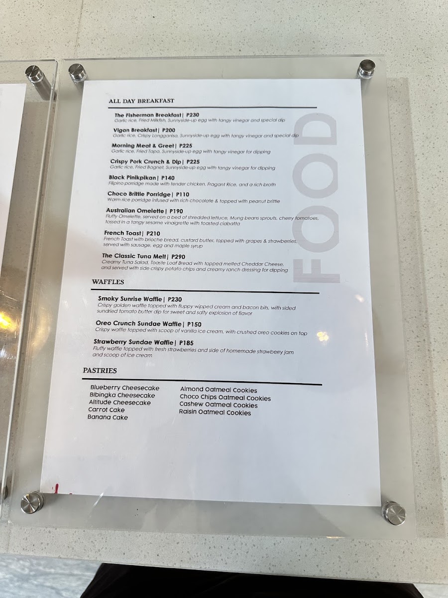 Kapetirya Philippine Coffee at Baguio menu board