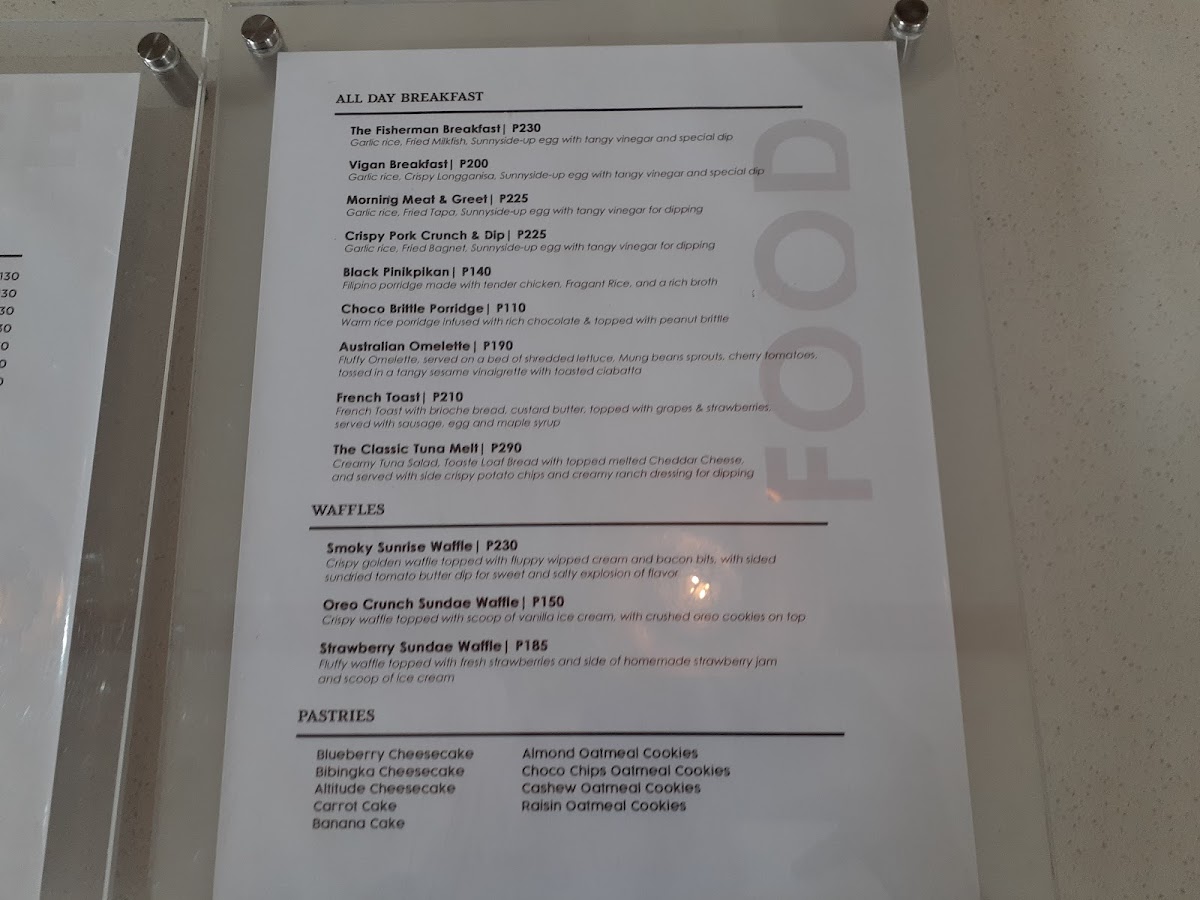 Kapetirya Philippine Coffee at Baguio menu board