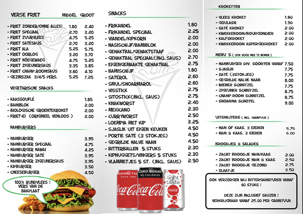Cafetaria D'n Höegewaeg menu board