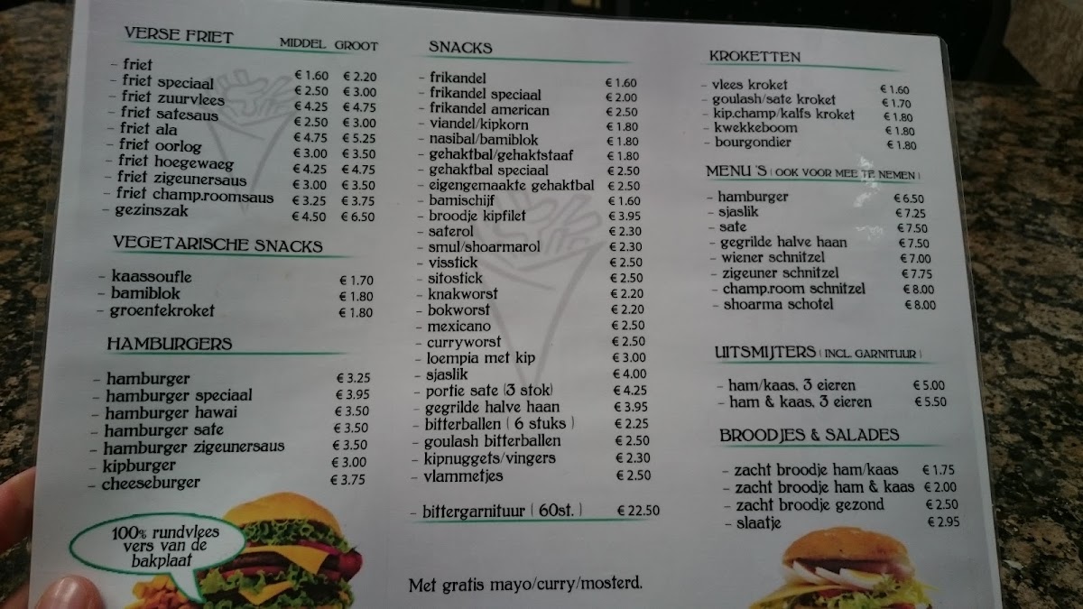 Cafetaria D'n Höegewaeg menu board